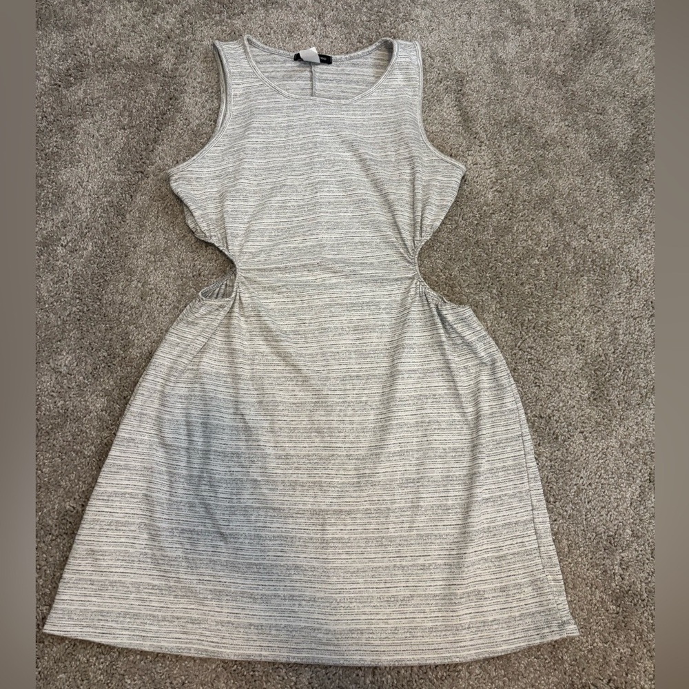 Caution To The Wind Heather Gray Knit Cutout Dress